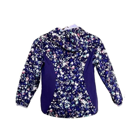 Free Country Jacket Girls Size XL 10-12  Purple & Multicolor Floral Hooded Zip - Picture 2 of 10